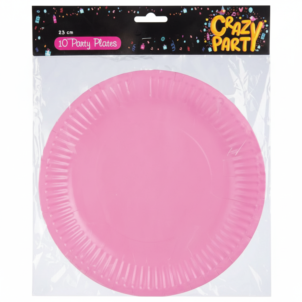 Pink Party Plates with 10 Pieces (23 cm)