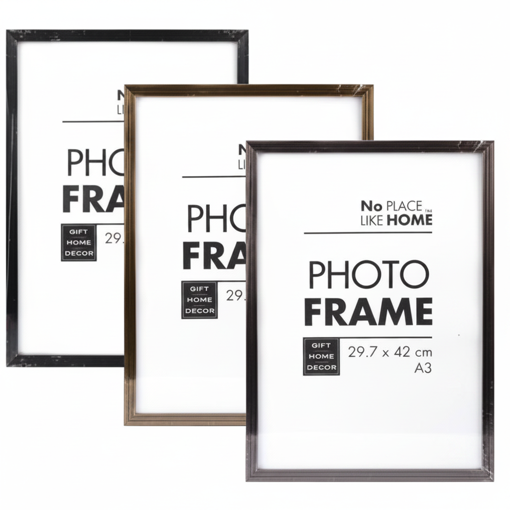 A3 Plastic Picture Frame with Ridges, Metallic Finish
