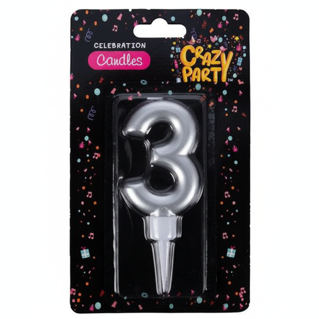 Large Birthday Candles with Foil Number 3