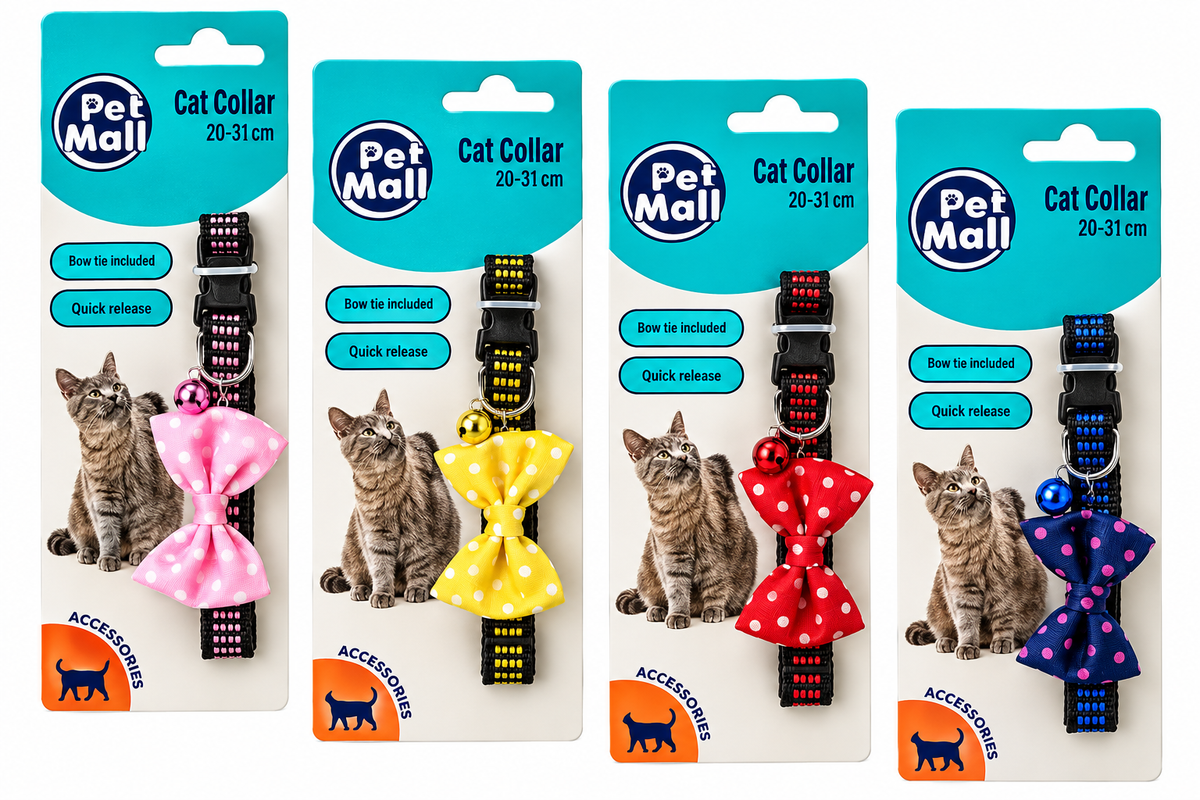 Cat Collar with Bell and Bow - 30 cm - Assorted