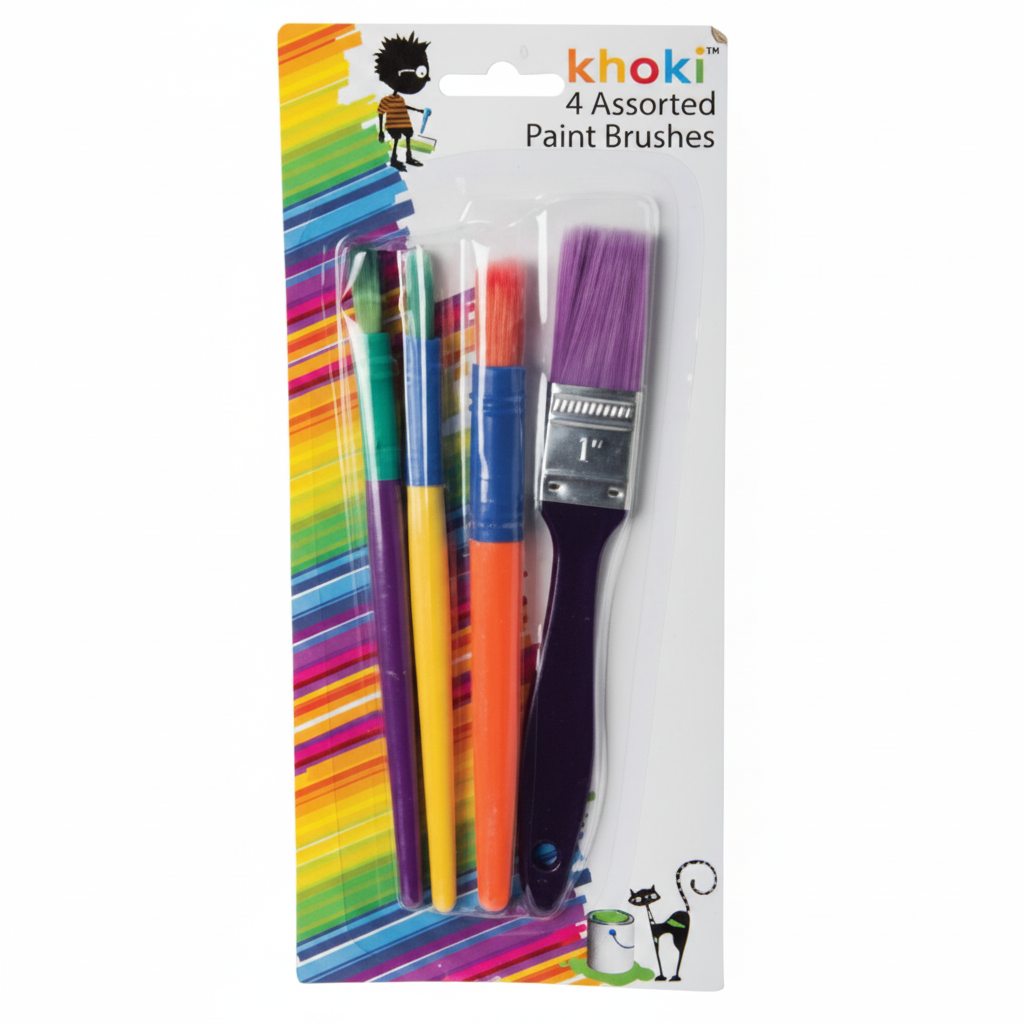 4 Piece Artist Brush Set with Large Brushes