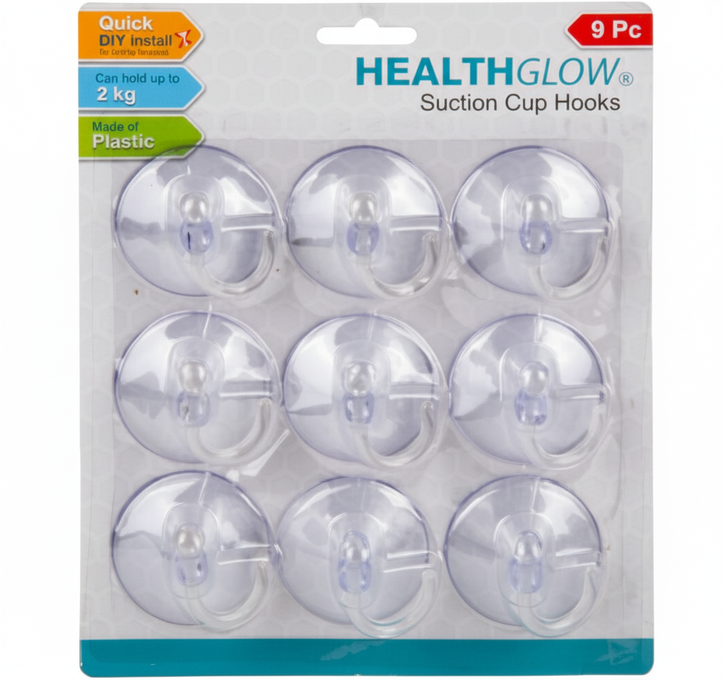 Plastic Suction Hooks - 9 Pieces