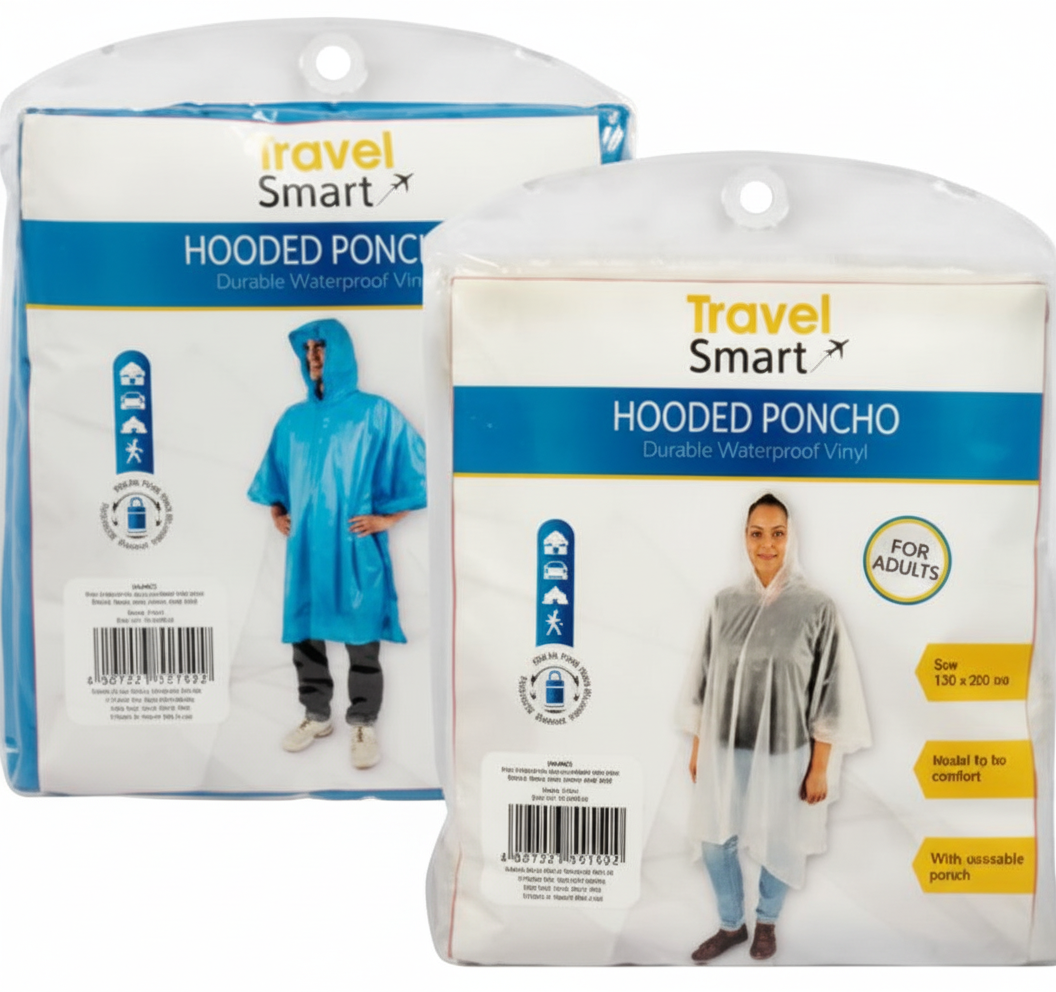 Plastic Poncho with Hood in Various Colours (132 x 203 cm)