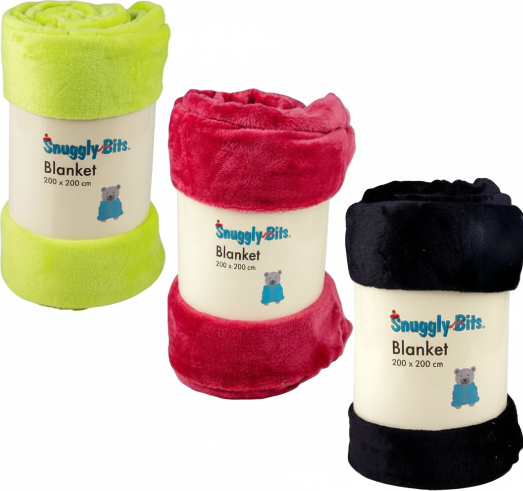 Flannel Fleece Blanket - 200cm x 200cm - Assorted Colours