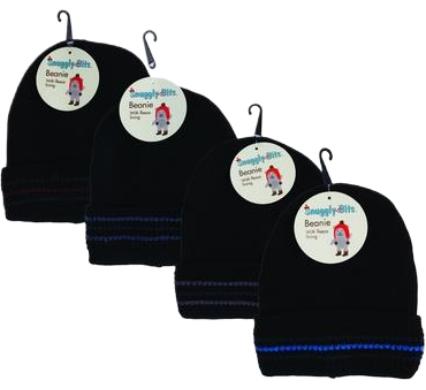 Beanie for Adults with Inner Stripe