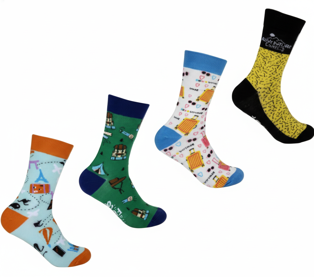 Unisex Socks with Travel Design (Pack of 4)