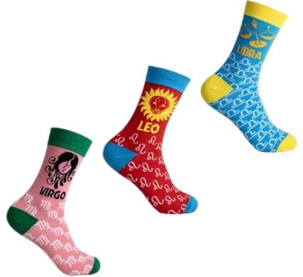 Unisex Zodiac Socks - Leo, Virgo, or Libra