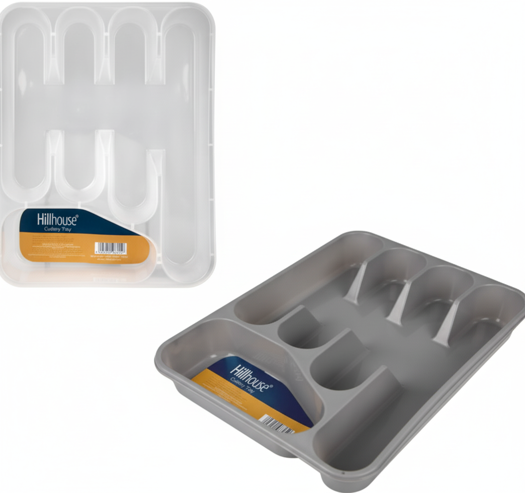 Cutlery Tray Plastic - 32cm x 25cm x 4cm - Grey or Clear - Various Colors