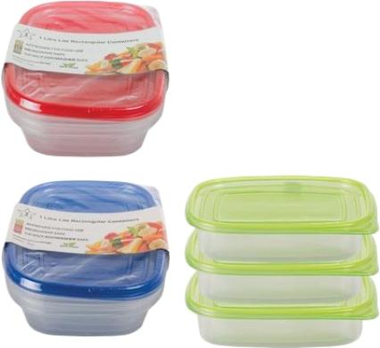 Plastic Container Set - 1 Liter - 3 Pieces per Pack