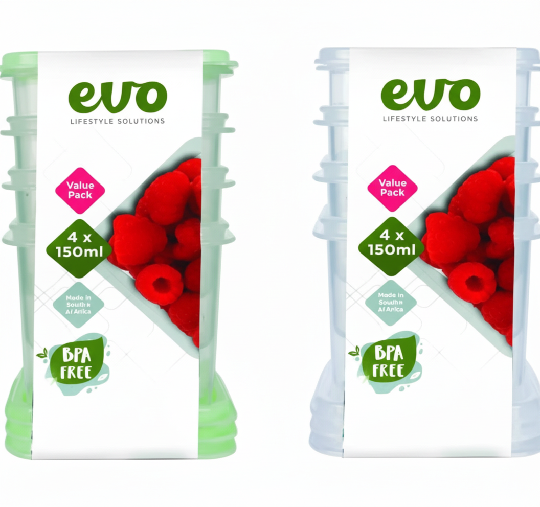 Plastic Container - 4 Pieces per Pack (150 ml) - Various Colours