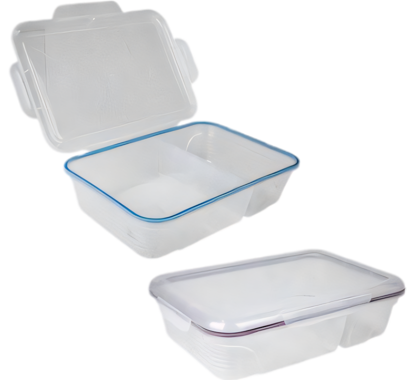 Lunch Box Plastic - 1.9 Litre - 2 Divisions - Various Colors