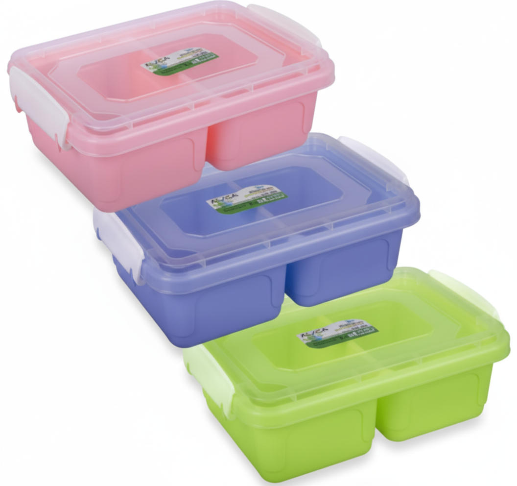 Lunch Box with Two Divisions (500 ml) - Various Colours