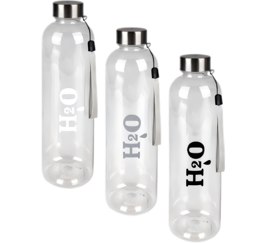 Water Bottle 1l H20 Screw Cap - Various Colors
