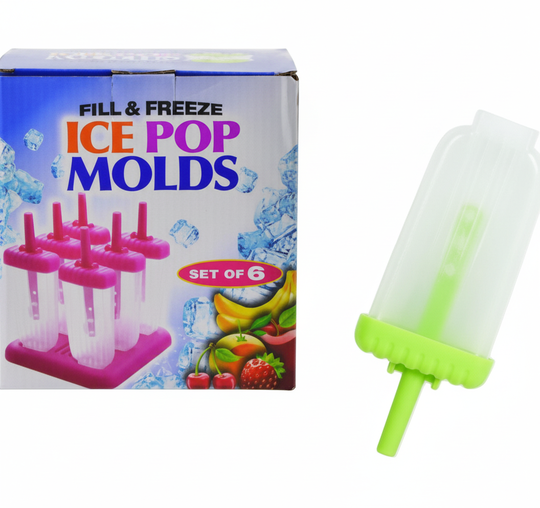 Large Plastic Ice Lolly Makers - 6 Lollies