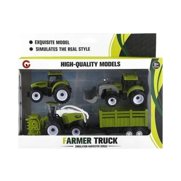 Vehicle Farm Tractor - 4 Piece Set - 28 cm