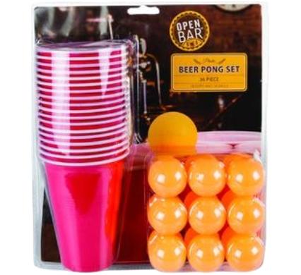 Beer Pong Drinking Game Set - 18 Cups and Balls