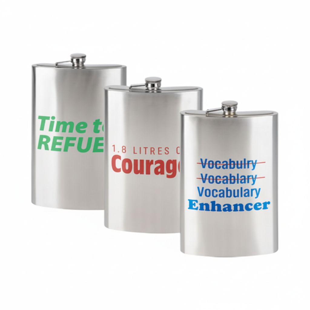 Homeware Stainless Steel Flasks with Quotes and Assorted Designs (1.8 Litres)