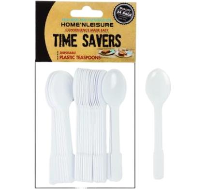 Plastic Cutlery Teaspoons - 24 Piece Pack - H and L