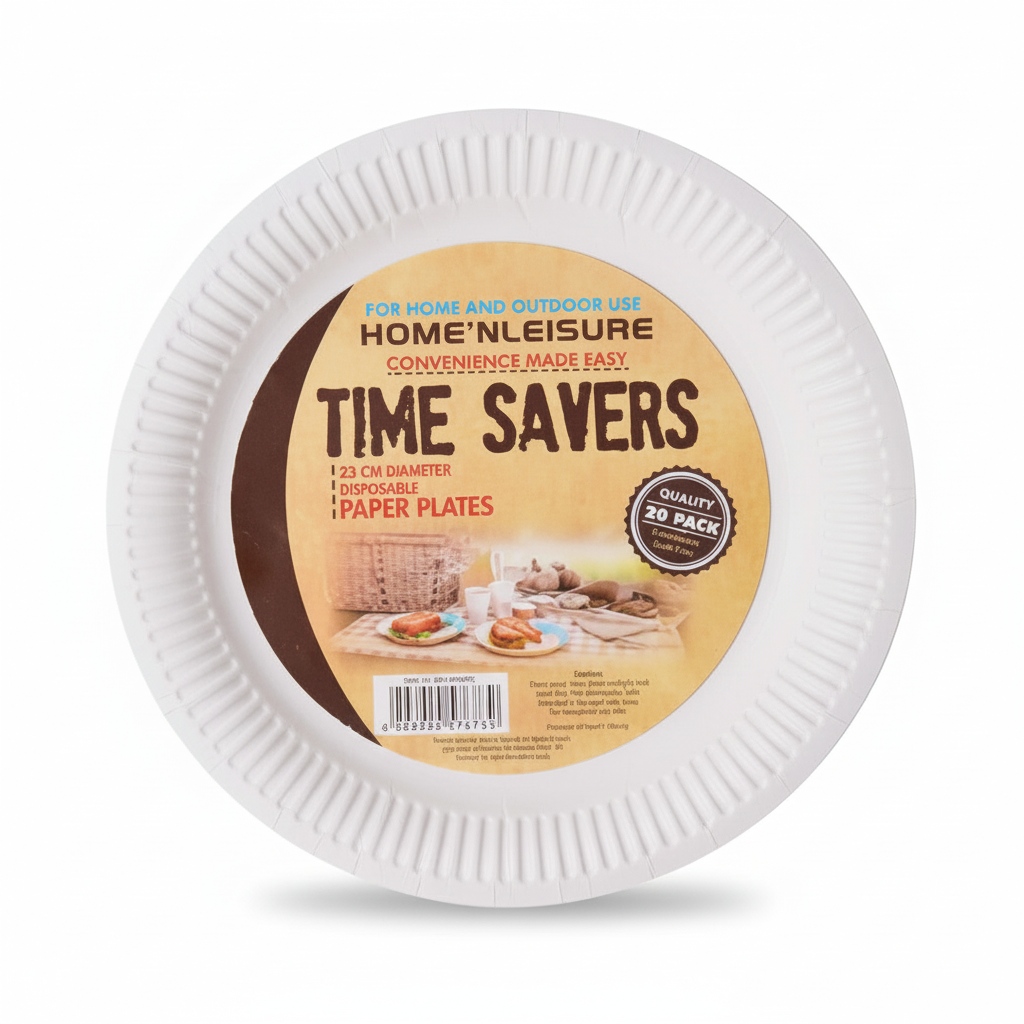 Paper Plates (23 cm Diameter, Pack of 20)