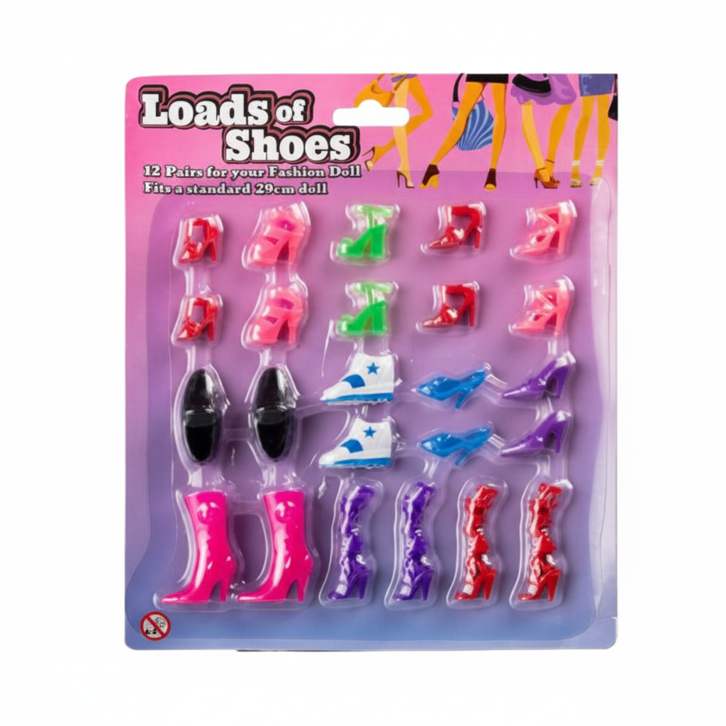 Fashion Doll Shoes - 12 Pairs