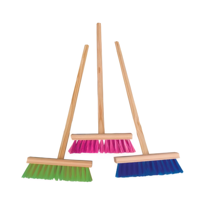 Wooden Playset Cleaning Kids Broom in Various Colours (60 cm) - 6 Pack