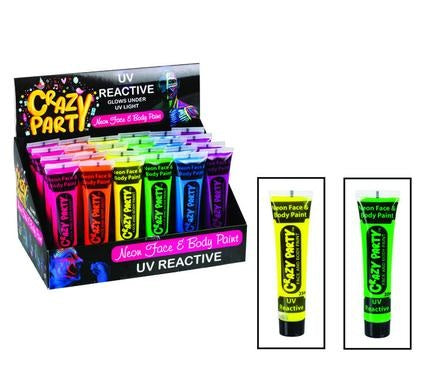Dress Up Face Paint Neon - Bulk Pack of 24 - 25 ml Each