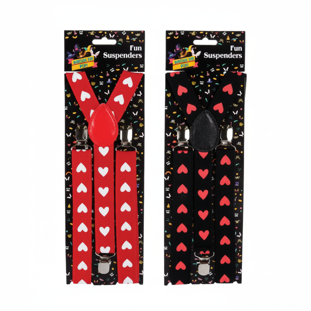 Dress Up Suspenders with Hearts - Various Colours