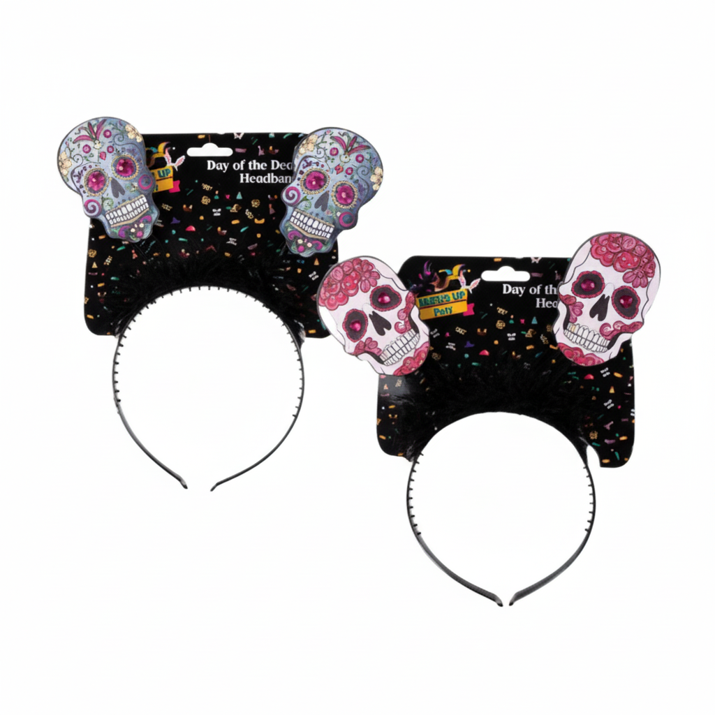 Horror Headband with Skull and Gem Detail