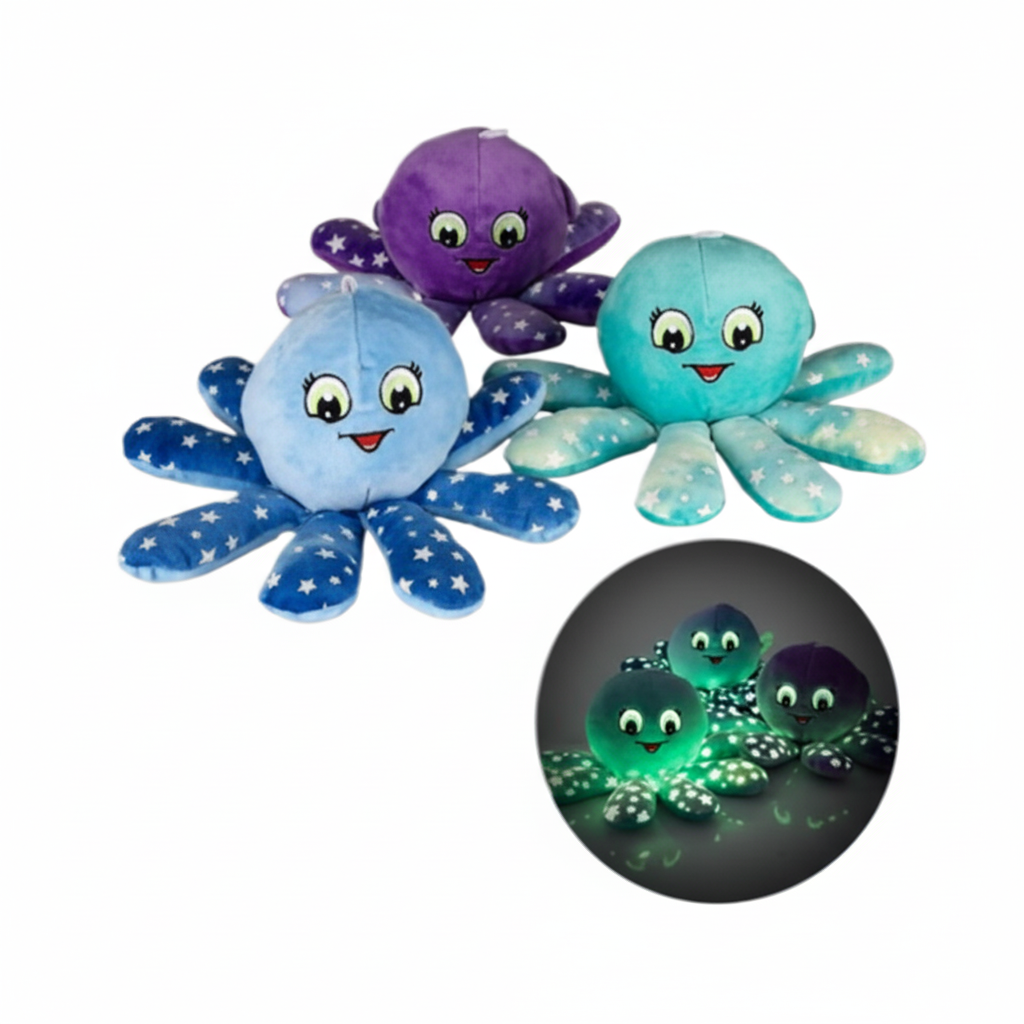 Plush Ball Glow In Dark Octopus 10cm