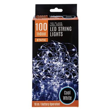 Light Fairy LED String Lights - 100 Cool White LEDs - 10m - Battery Operated