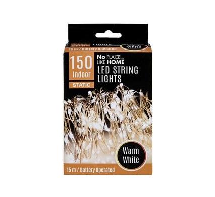 Light Fairy LED String Lights - 150 Warm White LEDs - 15m Length - Battery Operated