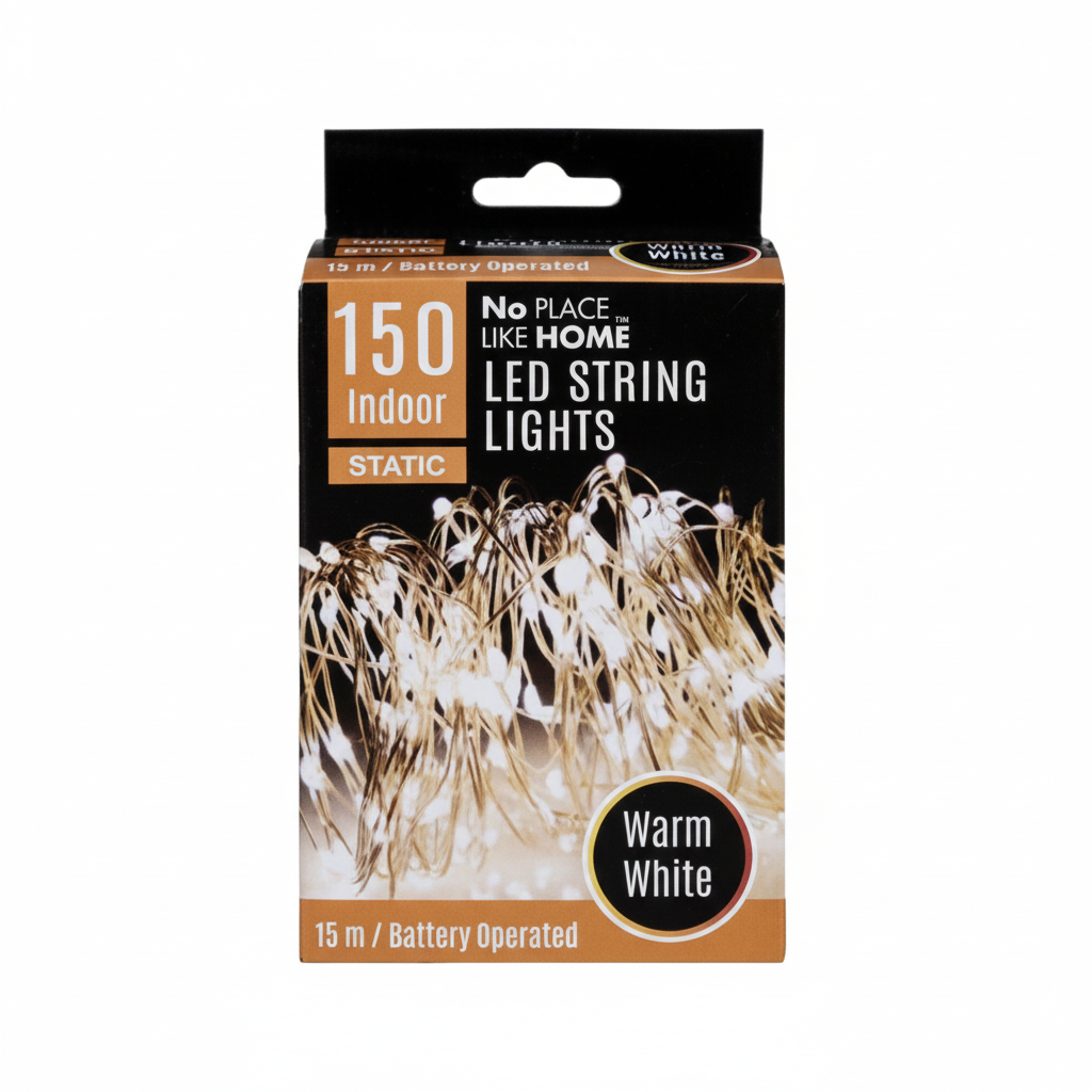 Warm White Fairy LED String Lights with 150 LEDs, Battery Operated (15m Length)