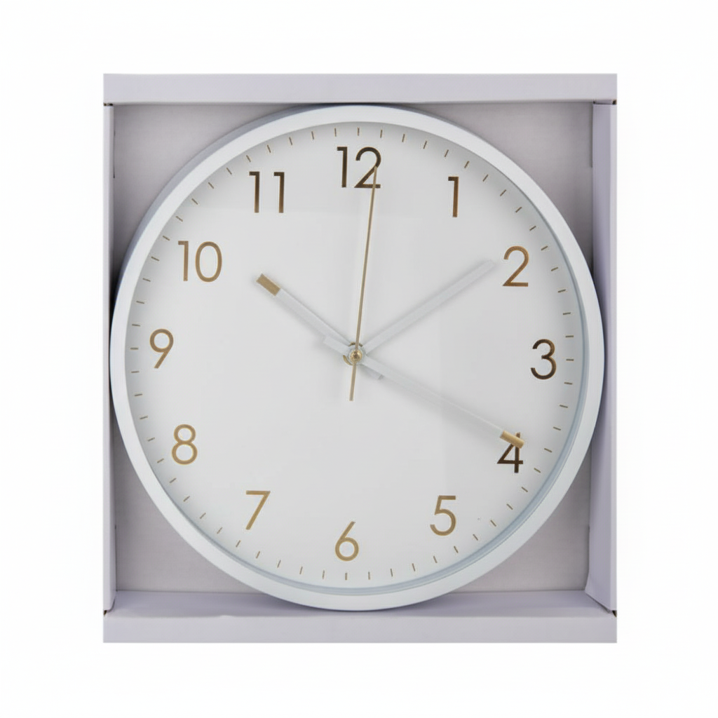 Wall Clock Plastic Round, 35cm White