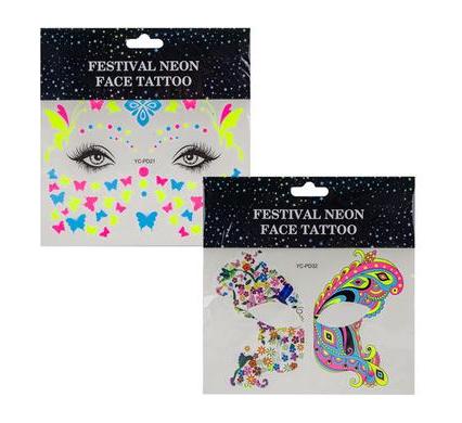Tattoo Sticker Face - Festival Neon