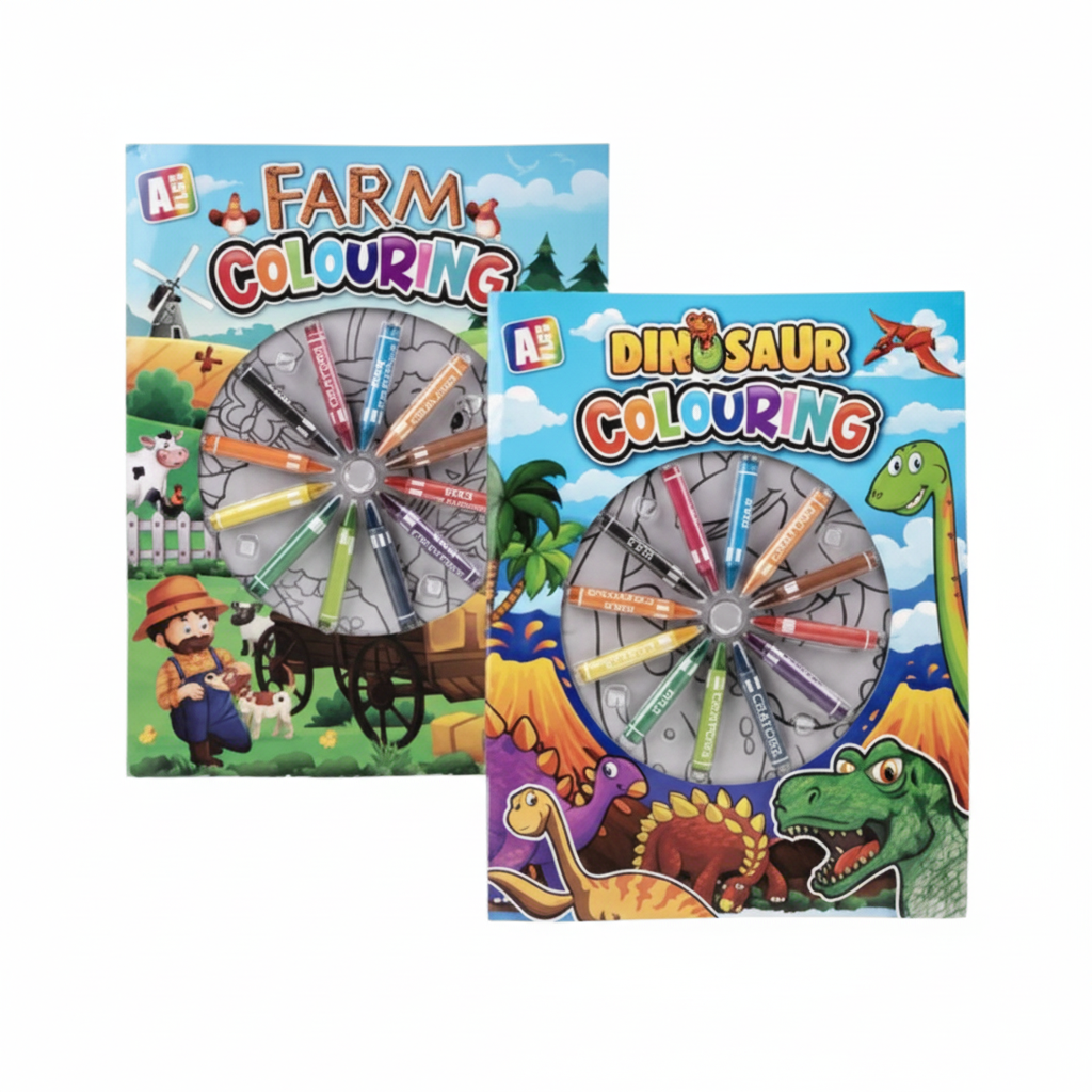 Colouring Book Boy with Wax Crayons - Assorted