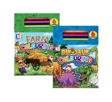 Book Colouring Pad for Boys - Includes Pencils - Assorted