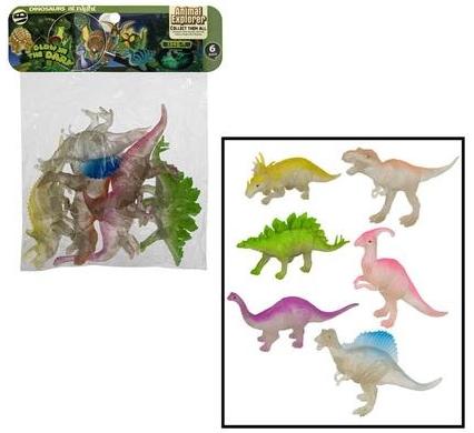 Animals Dinosaur Figures - 6 Pieces - Glow in the Dark - 15-16 cm Each