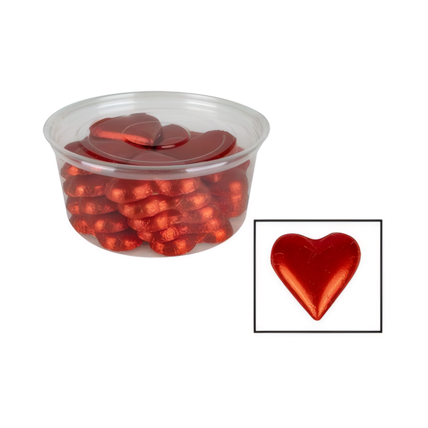 Red Foil Wrapped Chocolate Heart - Bulk Pack of 24 (23 g Each)