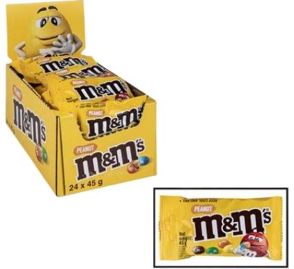 Sweet Milk Chocolate M&M Coated Peanuts - 45g - 24 Pack