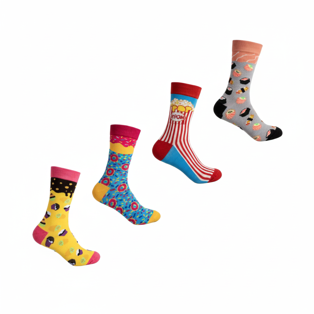 Socks for Men with Assorted Colourful Food Designs