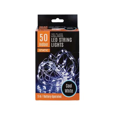 Light Fairy LED String Lights - 50 Cool White LEDs - 5m - Battery Operated