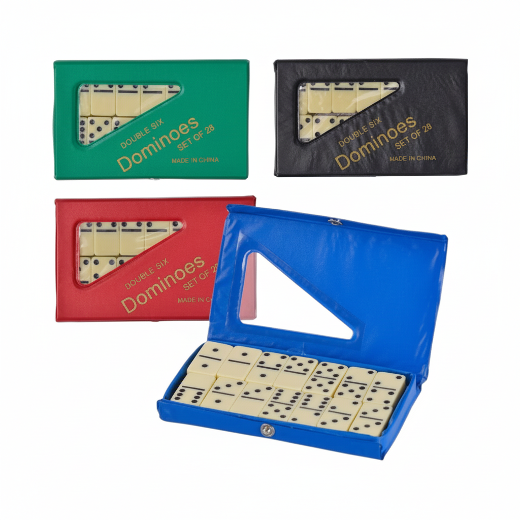 Faux Ivory Dominoes Set with Carry Case (Various Colours)