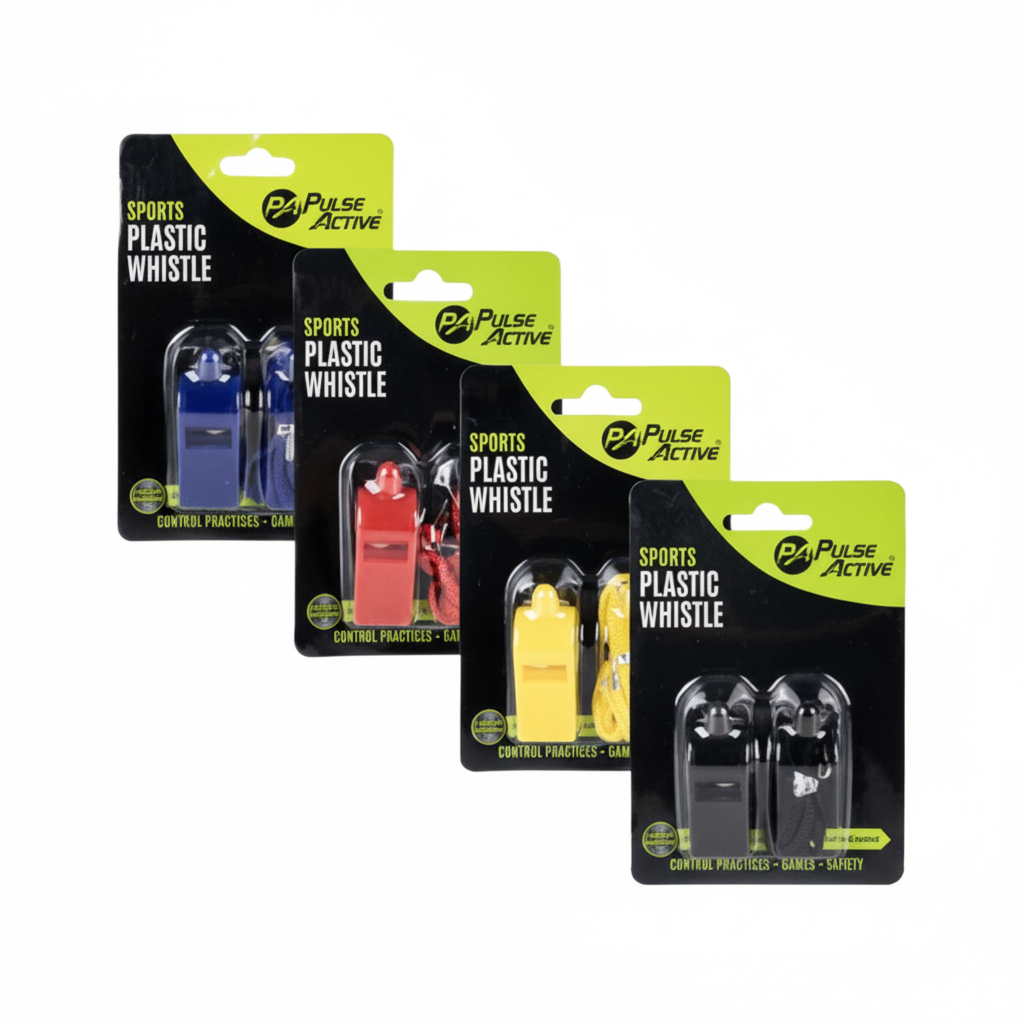 Plastic Sports Whistle with Cord in Assorted Colours