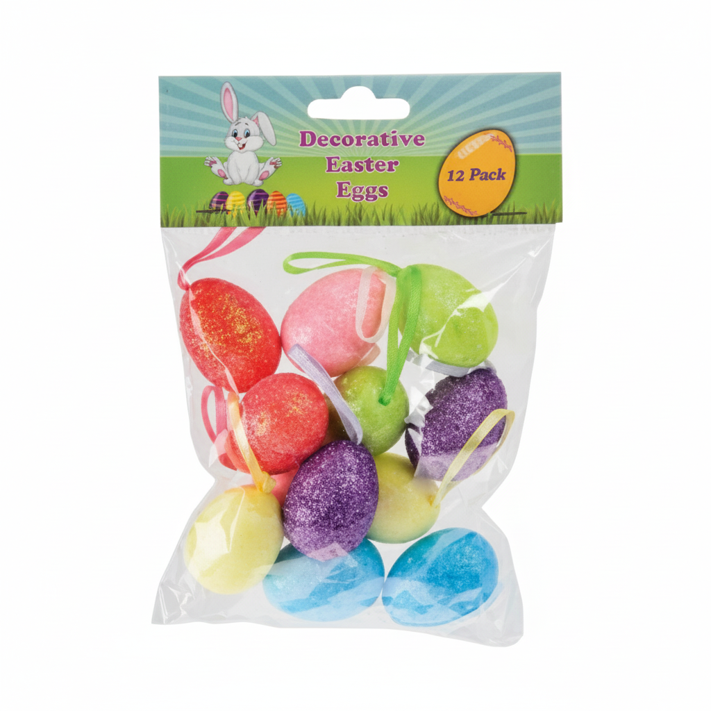 Easter Decorations with Ribbons for Hanging (12 Pack)