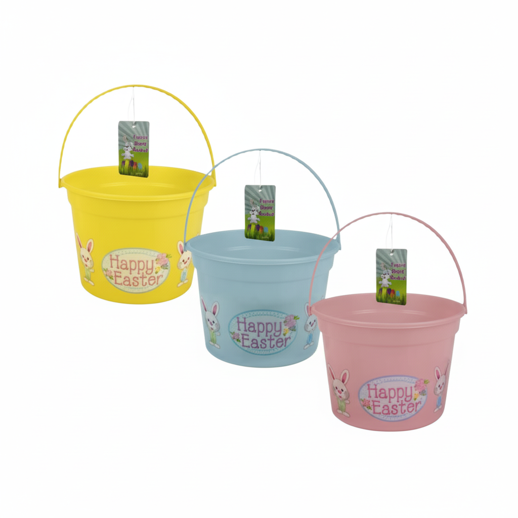 Plastic Easter Basket with Handle in Assorted Colours