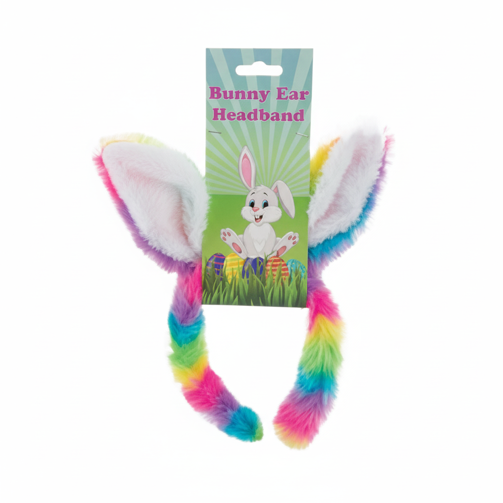 Bright Rainbow Colours Bunny Ear Headband