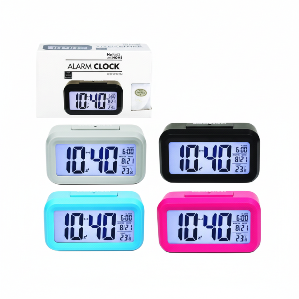Digital Quartz Alarm Clock with 5 Functions, Assorted (8 x 13 cm)