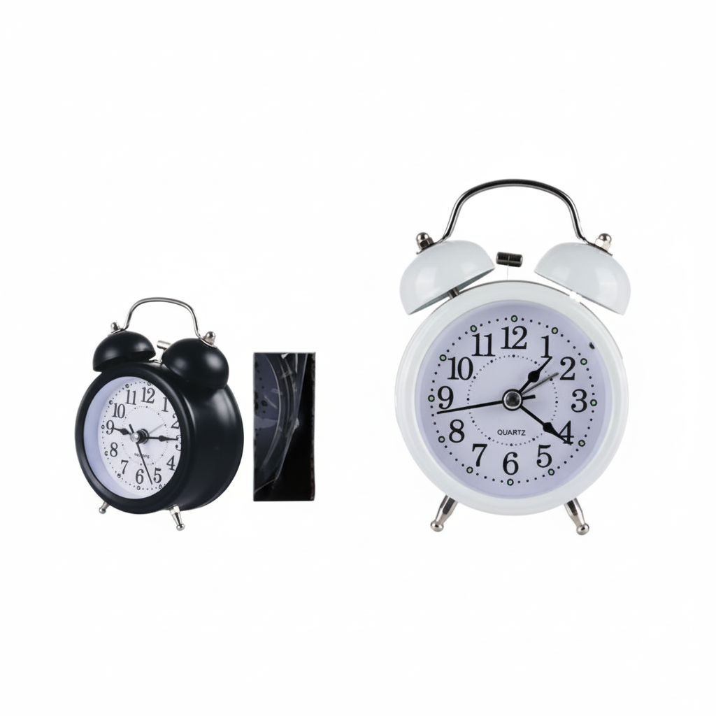 Metal Alarm Clock with Bell (12 cm) - Various Colours