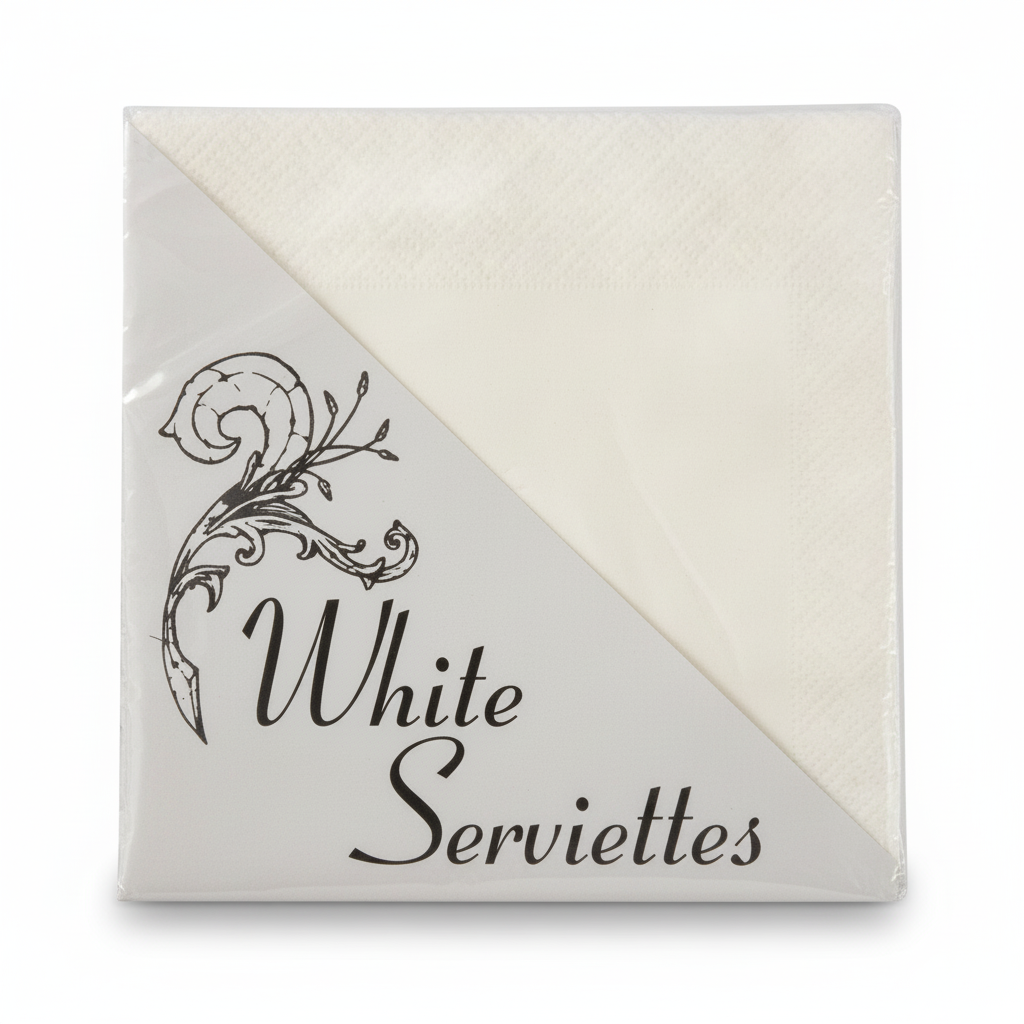 Plain White 2-Ply Serviettes, Pack of 40 (33 cm)