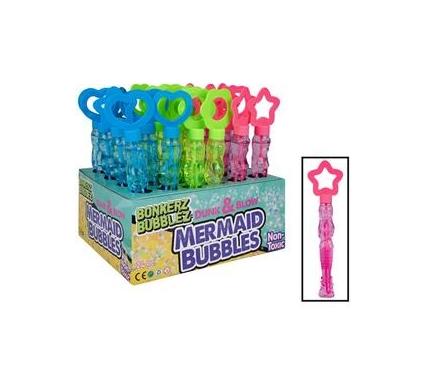 Bulk Pack Bubbles in Mermaid Bottle - 24 Pack - Assorted Colours